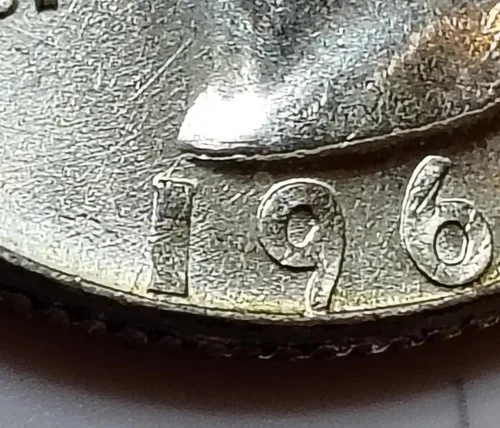 1964 D Washington Quarter With PRE-CUD DIE BREAK Error BU 90% Silver 25c