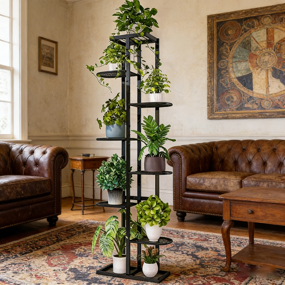 8 Tier Heavy Duty Plant Stand Indoor Outdoor, Black Metal Shelving Display  Rack | eBay