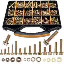820pcs Metric Flange Bolt Assortment, Bolts and Nuts Kit, Yellow Zinc, 16 Sizes