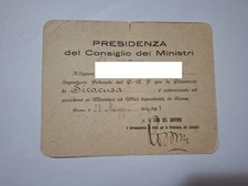 PRESIDENCY CARD OF THE COUNCIL OF MINISTERS SYRACUSE 1931