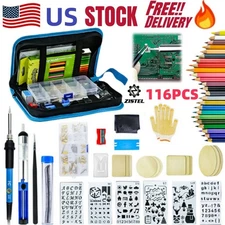 Zistel 116PCS Wood Burning Tool Kit w/ Adjustable Temperature 200℃-450℃ for DIY