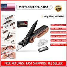 Rosewood Folding Knife - Utility & Pocket Knife with 10 Extra Blades