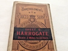 Bartholomew Survey Cloth Map of Harrogate - Sheet 6 - circa 1930