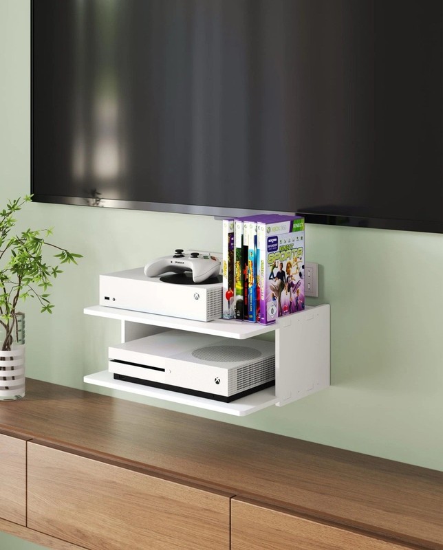 Floating Under TV Game Shelf Stand for Xbox Series S/X, Projector/Router/Ente...