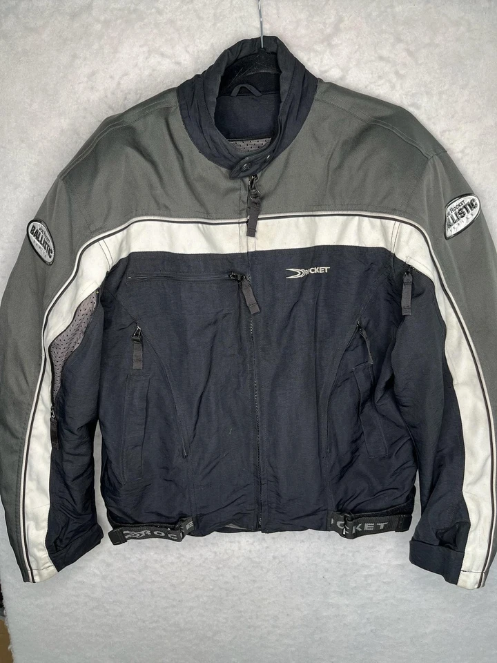 Joe Rocket Ballistic Jacket Mens Medium Gray Black Textile Motorcycle Biker - Image 2 of 4