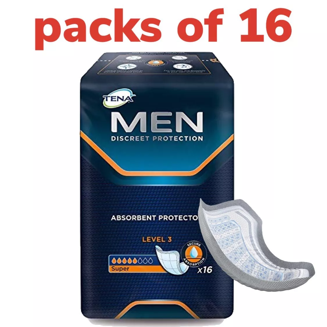 TENA Men Level 3 Absorbent Protector Pack of 16 Guards For Man