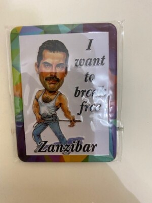 ZANZIBAR: Freddie Mercury -Fridge Magnet - Souvenir - Song by Queen Artist