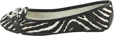 Michael Kors Women's Fulton Printed Hair-calf Moccasin Flats Black/White
