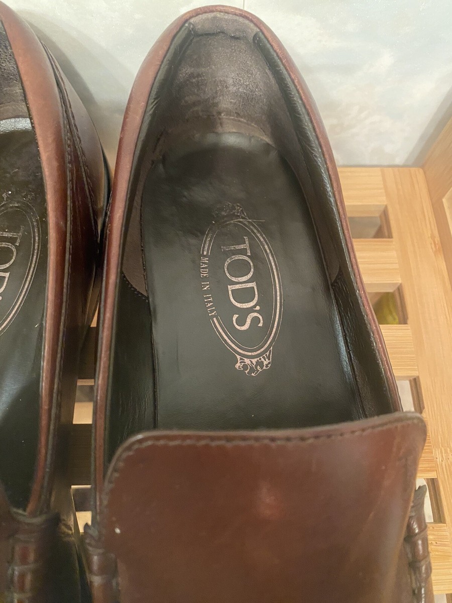 Tod’s Unisex Leather Moc Toe Loafers Sz9.5- Made In Italy Tod main image 3