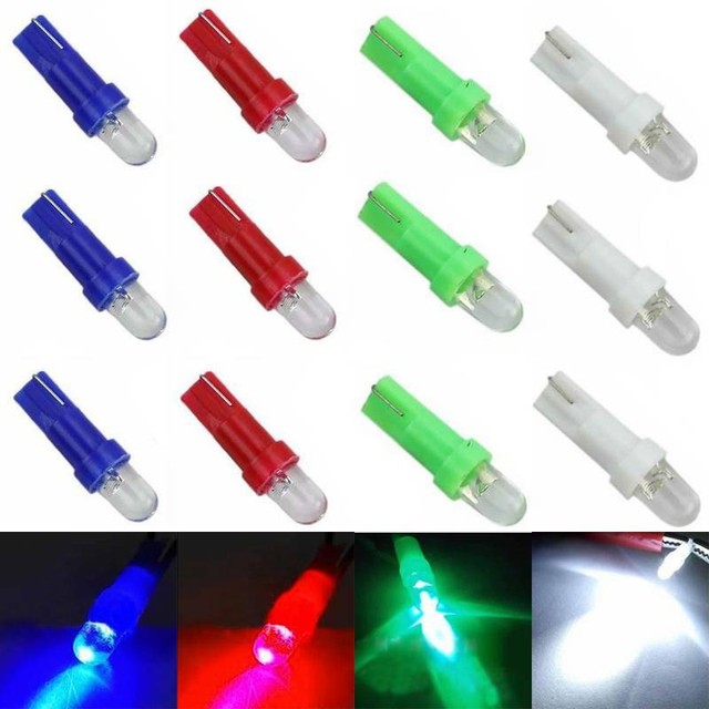 10pcs T5 DC 12V LED Car Wedge Dashboard Dash Gauge Light Lamp Multi