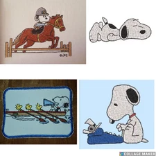 Snoopy Iron on Patches-Riding Horse-Sleeping-Typing-Team Rowing