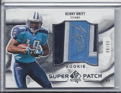KENNY BRITT 2009 SP AUTHENTIC SUPER PATCH 3 COLOR AUTO ON JUMBO PATCH RC #D 8/99