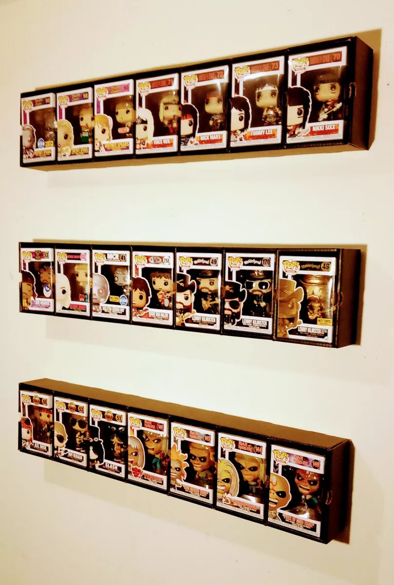 Funko Pop display case by Mk Kubbies single row THREE PACK Holds 21 pops BLACK