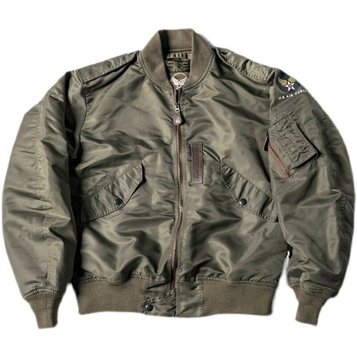 Bronson USAF L-2 Flying Jacket Nylon Flight Bomber Men's Jacket Olive ...