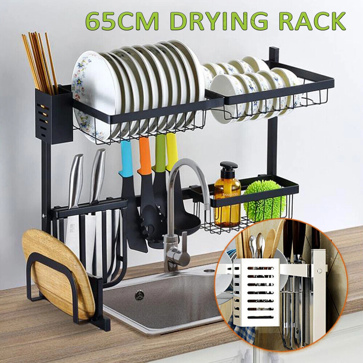 Over The Sink Dish Drying Rack 2-Tier Stainless Steel Large Dish Rack  Kitchen