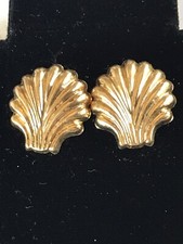 14k Gold small seashell earrings on posts
