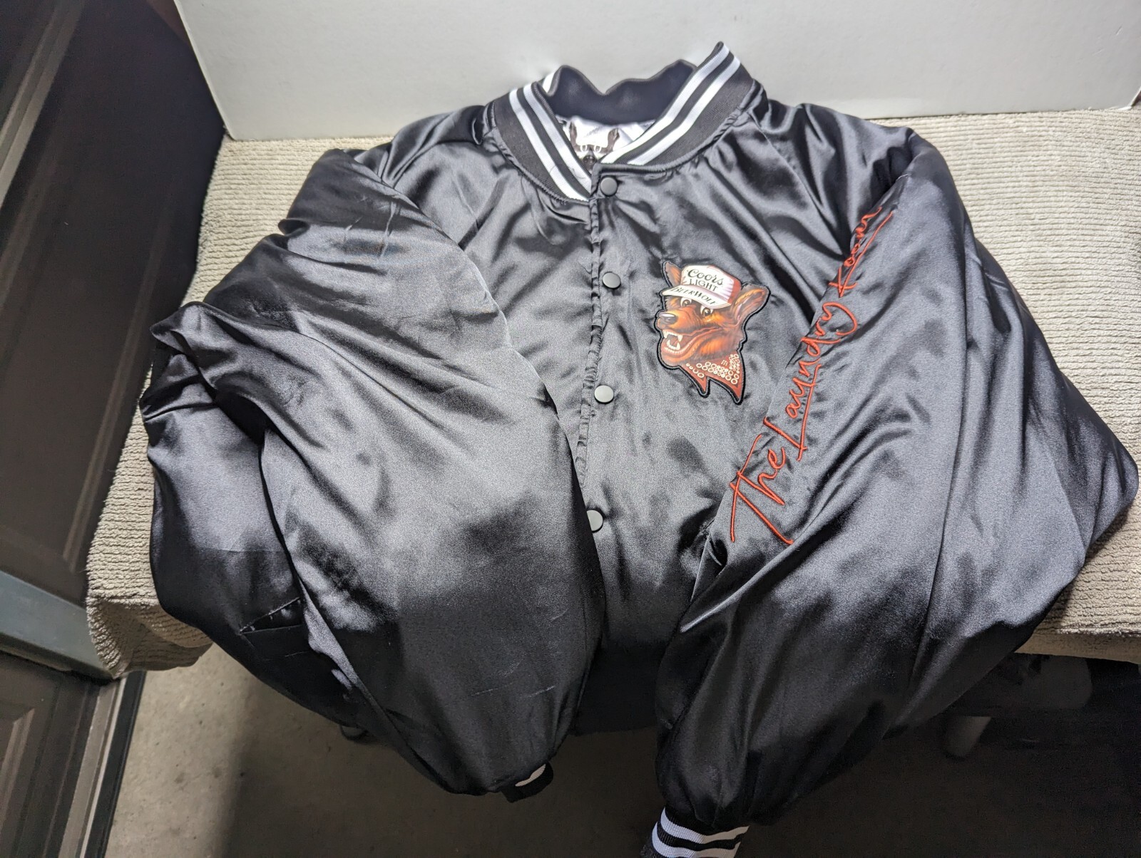 Coors Light Beer Wolf Varsity Jacket Black Size Lar… Gem