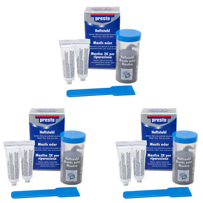 Presto 3x 125g Haftstahl Metallkleber Flüssigmetall Kleben Dichten Füllen 603901
