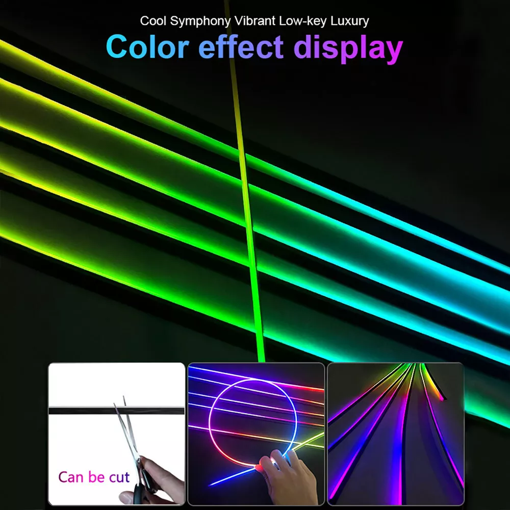 Symphony RGB LED Car Ambient Lights Strips Acrylic Guide Fiber Optic Lamp APP