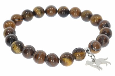  Tigerauge Kugel 8mm Armband Hund Motiv Anhänger - individuelle Größe AB297