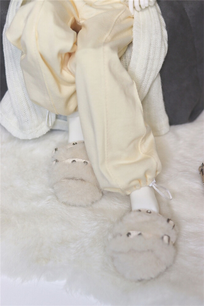 SAOLA Bambola BJD 1 4 1 3 scarpe solo pantofole pelose Fahion bianco marrone cremoso per SD MSD