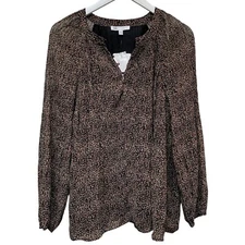 DR2 by Daniel Rainn Top Size Medium Womens Floral Peasant Blouse Black NWT