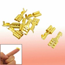 10 Pcs Gold Tone Spade Crimp Terminals 6.3mm Wiring Connector  KD