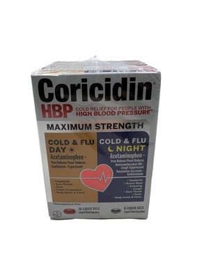 3Pk - Coricidin HBP Day/Night Cold & Flu - 24ct each - Exp 08/2025