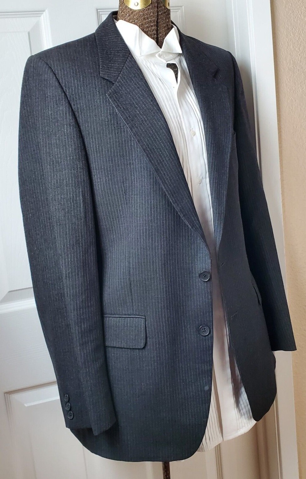 SAINT LAURENT GIACCA BLAZER YVES ST. LAURENT VINTAGE UOMO GRIGIO SCURO GESSO TAGLIA M (36 38)