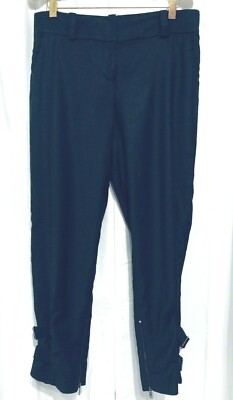 Ann Taylor Womens Size 2 Black Virgin Wool Capri Pants Zipper Buckle Ankle 