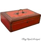 Antique Lancaster pa folk art paint decorated lehn primitive box old red paint