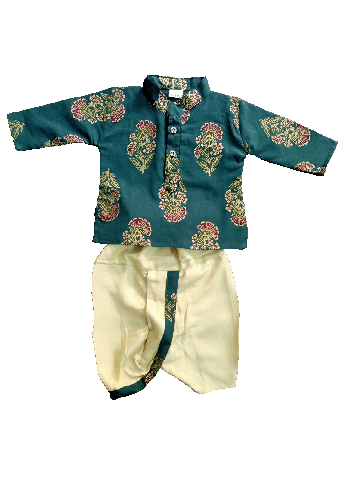 New born Baby Dress Indian Ethnic Kids Rayon Dhoti And Cotton Block Print Kurta