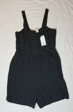 For The Republic Sz. XL Faux Button Up Polka Dot Tank Romper W/ Pockets NWT