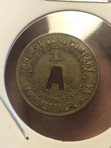 1950 Coal Scrip Trade Token For 1 Cent - Amherst Coal Co - Amherstdale, WV - Picture 2 of 7