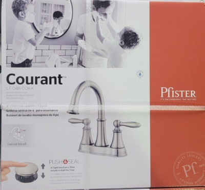 Pfister Courant Waschtischarmatur Mit Hohem Auslauf - Gebürstetes Nickel, 3-Loch, Schwenkbar, Wassersparend