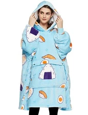 KFUBUO Wearable Blanket Hoodie for Adults Sherpa All Patterns Sushi Oversized...