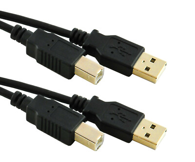 SET 2x 10m USB 2.0 Datenkabel / Druckerkabel - USB A-Stecker zu USB B-Stecker