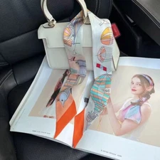 Pure Silk Scarf Ribbon Balloon Print Fashion Slim Head Band Necktie 85x5cm