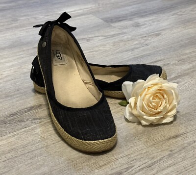 UGG Australia INDAH Espadrille Flats In Charcoal Grey (1003493