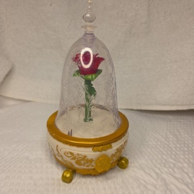 Beauty And The Beast Enchanted Rose Jewelry Box Domed Lighted Music Box Jakks 