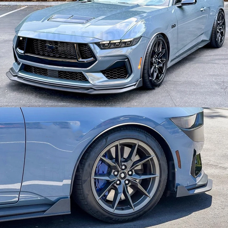 Kit de extensión de destello guardabarros delantero negro mate para Ford Mustang GT S650 2024-2025 Foto 2 de 4