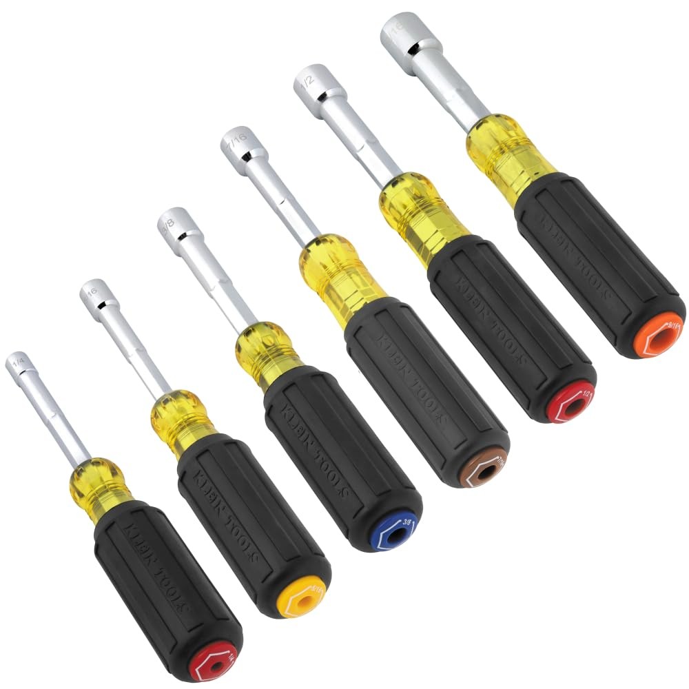 Klein Tools 65456MAG Nut Driver Set 6-Piece Magnetic 1/4-9/16 Inch