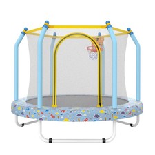 55 Inch Kids Trampoline with Basketball Hoop Indoor Outdoor Toddler