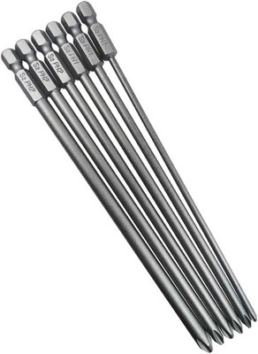 Wolfride 6Pcs 1/4 Inch Hex Shank Long Phillips One Size, 150mm Head 