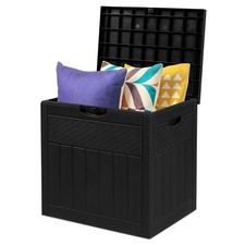 Garden Storage Box Plastic Organiser Outdoor Small Black Holder 56 x 43 x 53 cm