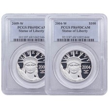 1 oz Proof American Platinum Eagle Coin PCGS PR69 DCAM (Random Year, Label) 2422.80 per troy oz