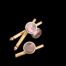 Set Of 3 Round Gold Tone Vintage Formal Shirt Studs