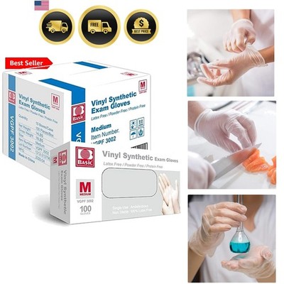 Basic Medical Vinyl Exam Gloves Disposable Latex Free Medium, Powder-Free, Cl...