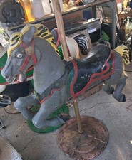 CAROUSEL HORSE WITH STAND  PARTIAL POLE.. ALUMINUM TLC NEEDED