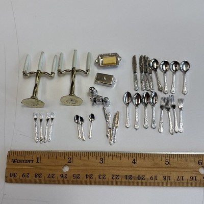 VTG Sindy Dining Room 1235 Accessories ONLY silverware, butter candlesticks set